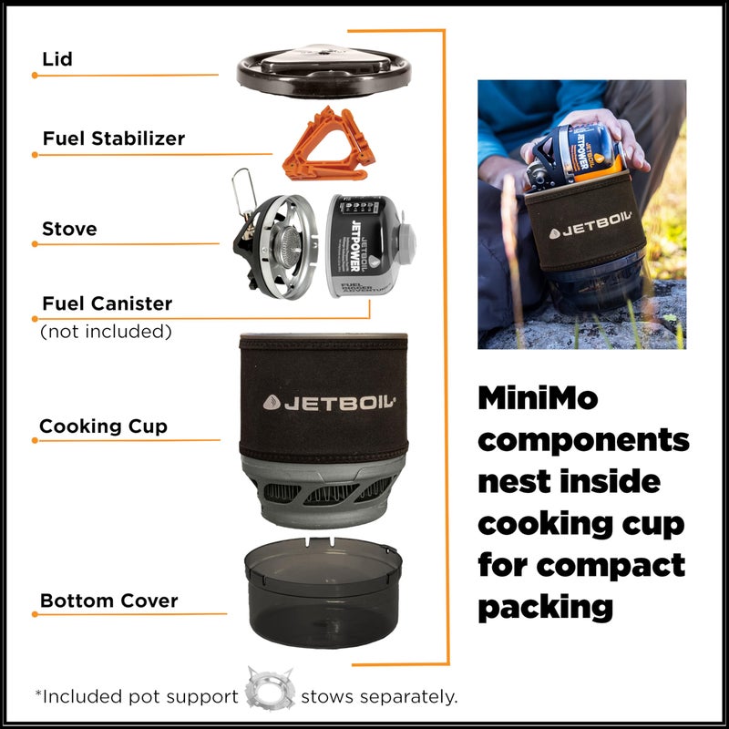 Jetboil MiniMo Camping and Backpacking Stove Cooking System with Adjustable Heat Control (Carbon) - Image 4